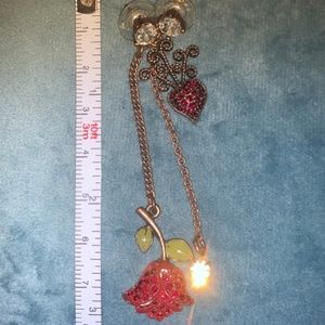 Betsey Johnson Red Heart and Rose Necklace
